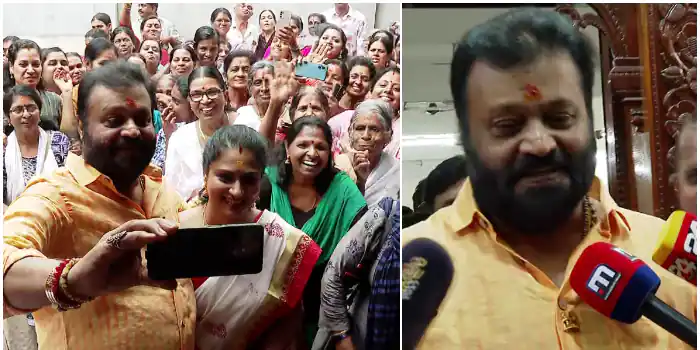 സുരേഷ് ഗോപിയും ഭാര്യ രാധികയും ആറ്റുകാലിൽ ഭക്തർക്കൊപ്പം സെൽഫിയുമെടുത്ത ശേഷമാണ് മടങ്ങിയത്