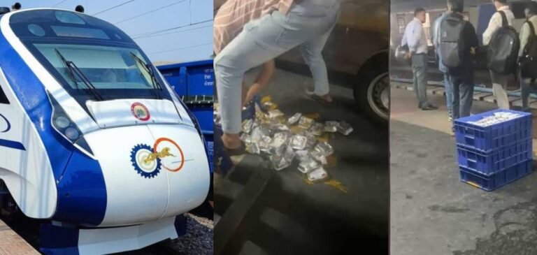 പ്ലാറ്റ്‌ഫോമില്‍ വീണ ഭക്ഷണപ്പൊതികള്‍ വന്ദേഭാരത് ട്രെയിനില്‍ വിതരണം ചെയ്യാന്‍ ശ്രമം; പരാതിപ്പെട്ട് യാത്രക്കാര്‍