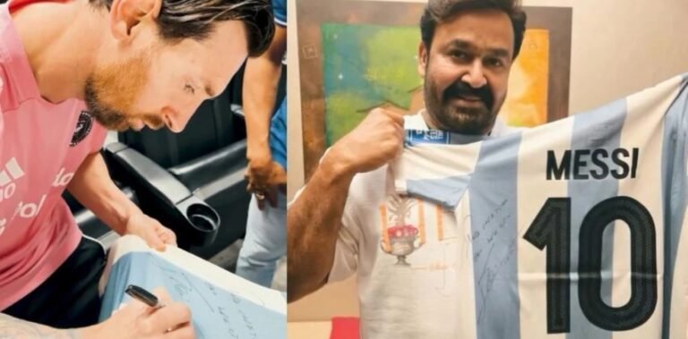 ‘ഡിയർ ലാലേട്ടാ’ മോഹൻലാലിന് മെസിയുടെ കയ്യൊപ്പുചാര്‍ത്തിയ ജേഴ്‌സി; വാക്കുകള്‍ക്കതീതമായ നിമിഷമെന്ന് മോഹൻലാൽ