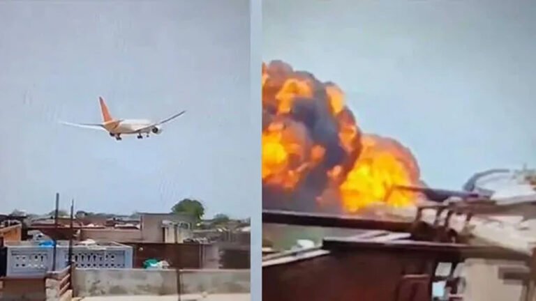 ഗുജറാത്തിലെ അഹമ്മദാബാദിൽ നിന്ന് ലണ്ടനിലേക്ക് ടേക്കോഫ് ചെയ്യുന്നതിനിടെ കത്തിയമർന്ന എയർഇന്ത്യ വിമാനം