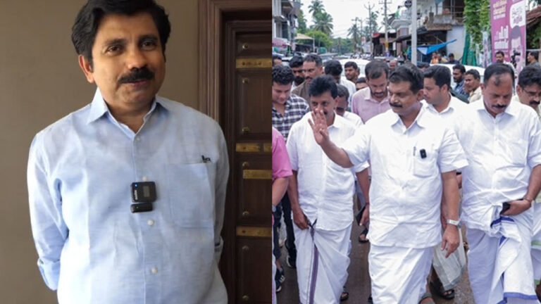 വോട്ടെടുപ്പിനിടെ പി വി അൻവറിനെ കണ്ട് ഓടിയെത്തി യുഡിഎഫ് സ്ഥാനാർത്ഥി ആര്യാടൻ ഷൗക്കത്ത്